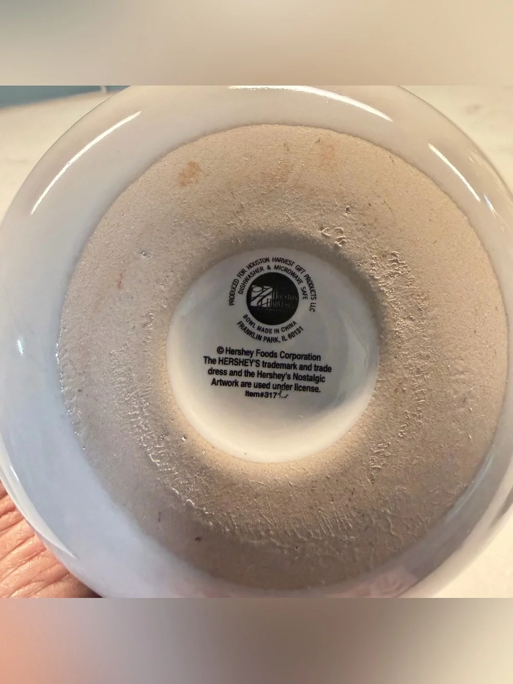 Hershey's Syrup Retro Ceramic Dessert Bowls - Set of 4 (White with Brown Accent)